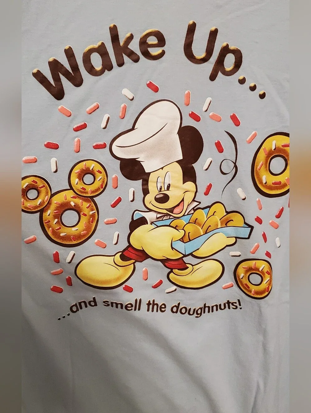 Disney Store Light Blue Mickey Mouse Donuts Graphic Nightshirt Size XL - Picture 4 of 6